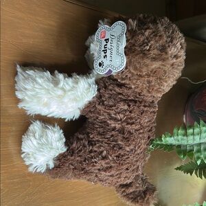Brown and White Plush Dog Toy